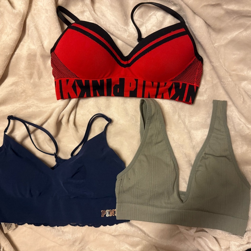 Lot of 3 PINK brand bras all size X-small